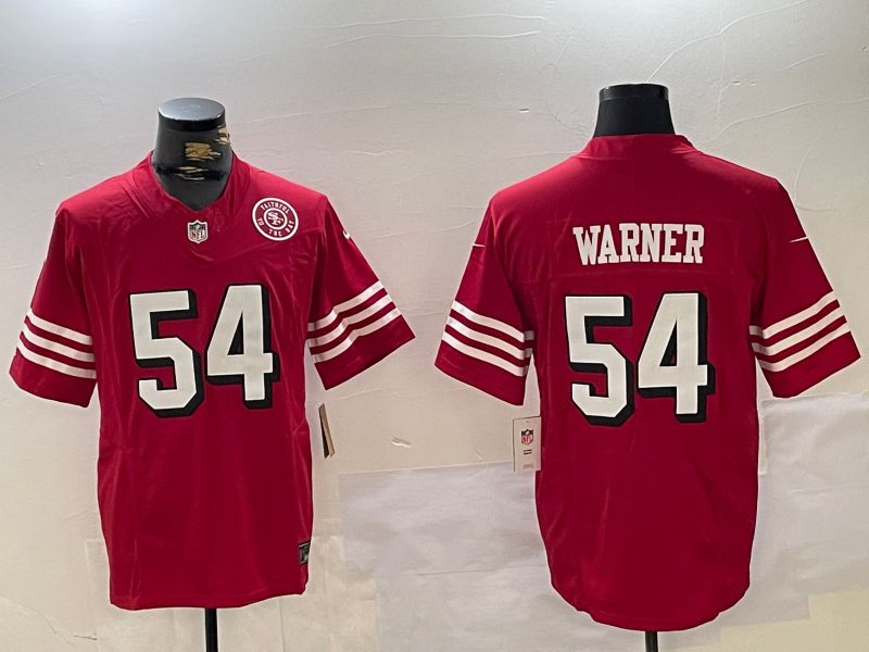 Men San Francisco 49ers 54 Warner Red Three generations 2024 Nike Vapor Limited NFL Jersey style 6